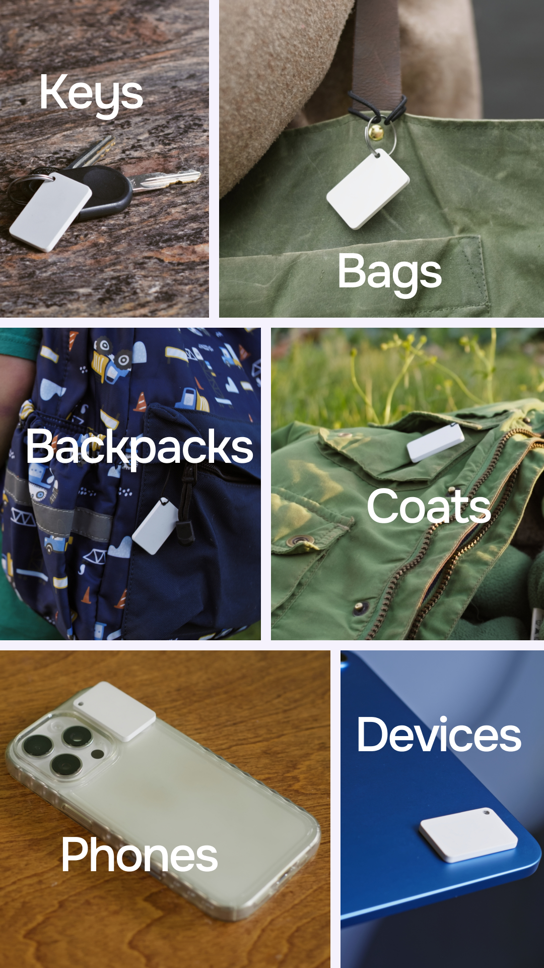 The Forget Me Not tracking tag attached to a coat